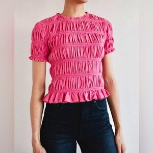 AQUA PINK RUCHED TOP